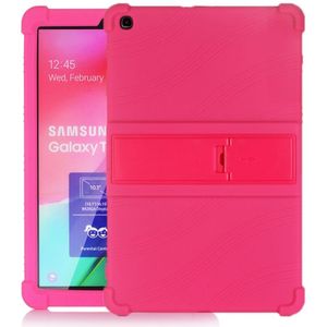 For Galaxy Tab A 10.1 (2019) T510 Tablet PC Silicone Protective Case with Invisible Bracket(Rose Red)