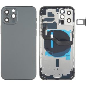 Batterij achterklep (met zijtoetsen  kaartlade  voeding + volume flexkabel - draadloze oplaadmodule) voor iPhone 12 Pro (zwart)