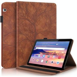 For Huawei MediaPad T5 10.1 inch Life Tree Series Horizontal Flip Leather Case with Holder & Card Slots & Pen Slot(Brown)