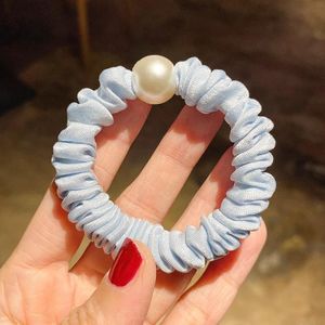 10 PCS Women Pearl Headband Large Intestine Hair Ring Hair Accessories(Light Blue)