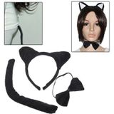 Dierlijke stuk set kat oren hoofdband Bow tie stuk set (zwart)