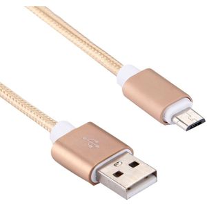 20cm 2A Woven Style Metal Head Micro USB to USB V8 Data / Charger Cable  For Samsung / Huawei / Xiaomi / Meizu / LG / HTC and Other Smartphones(Gold)