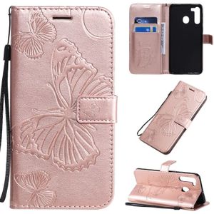 For Galaxy A70e 3D Butterflies Embossing Pattern Horizontal Flip Leather Case with Holder & Card Slot & Wallet & Lanyard(Rose Gold)
