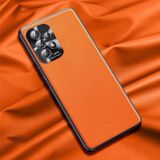 Voor Samsung Galaxy A72 5G / 4G Plain Huid Lederen Telefoonhoes (Oranje)