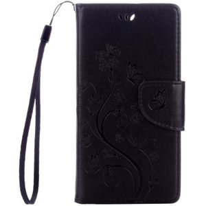 For Huawei  Honor 8 Flowers Embossing Horizontal Flip Leather Case with Holder & Card Slots & Wallet & Lanyard(Black)