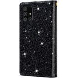 For Samsung Galaxy A81 / Note 10 Lite / M60s Multi-card Slots Starry Sky Laser Carving Glitter Zipper Horizontal Flip Leather Case with Holder & Wallet & Lanyard(Black)