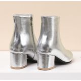 Autumn  Winter Glitter Square Heel Pointed Low-Top Women Boots  Size:45(Silver)