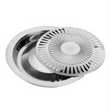 Portable Round Multifunctional Stainless Steel Outdoor Barbecue Tray  Specification:30 × 30 × 2.8 cm