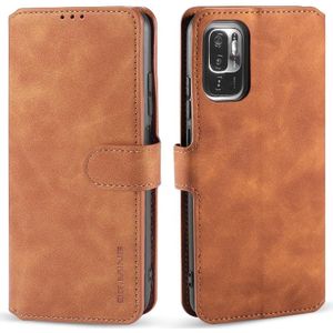 Voor Xiaomi Redmi Note 10 5G DG.ming Retro Oil Side Horizontal Flip Lederen Case met Houder & Card Slots & Portemonnee (Bruin)