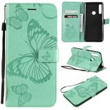 Pressed Printing Butterfly Pattern Horizontal Flip PU Leather Case with Holder & Card Slots & Wallet & Lanyard For Huawei P Smart Z / Y9 Prime 2019(Green)