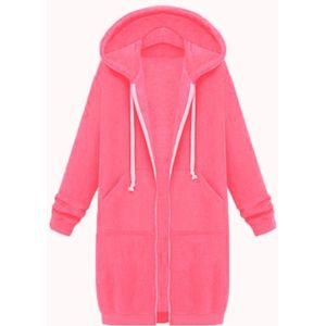 Women Hooded Long Sleeved Sweater In The Long Coat  Size:M(Phosphor)