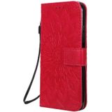 For Huawei P40 Lite / Nova 6 se Pressed Printing Sunflower Pattern Horizontal Flip PU Leather Case with Holder & Card Slots & Wallet & Lanyard(Red)