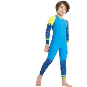 DIVE & SAIL LS-18822 Children Diving Suit Outdoor Sunscreen One-piece Swimsuit  Size: M(Boy Blue)