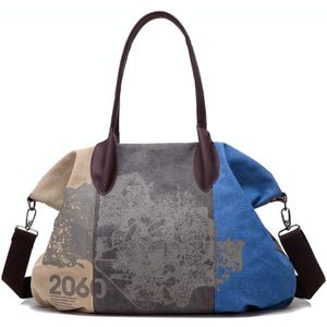 K1219 Large-Capacity Graffiti Canvas Bag Printing Single-Shoulder Messenger Bag(Blue)