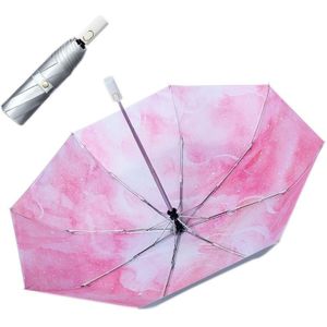 Illustrator Tri-Folding Umbrella Titanium Silver Glue Anti-Ultraviolet Folding Umbrella(Automatic Half Summer)