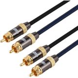 EMK 2 x RCA Male to 2 x RCA Male Gold Plated Connector Nylon Braid Coaxial Audio Cable for TV / Amplifier / Home Theater / DVD  Cable Length:2m(Black)