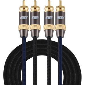 EMK 2 x RCA Male to 2 x RCA Male Gold Plated Connector Nylon Braid Coaxial Audio Cable for TV / Amplifier / Home Theater / DVD  Cable Length:2m(Black)