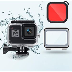 45m Waterproof Case + Touch Back Cover + Color Lens Filter for GoPro HERO8 Black (Red)