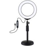 PULUZ 6.2 inch 16cm USB 10 Modes 8 Colors RGBW Dimmable LED Ring Vlogging Photography Video Lights + Round Base Desktop Mount with Cold Shoe Tripod Ball Head (Black)