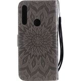 Pressed Printing Sunflower Pattern Horizontal Flip PU Leather Case for Huawei P Smart Z / Y9 Prime (2019)  with Holder & Card Slots & Wallet & Lanyard (Grey)