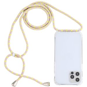 Transparent Acrylic Airbag Shockproof Phone Protective Case with Lanyard For iPhone 12 / 12 Pro(Yellow Pink Grey)