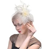 Handmade Bride Mesh Hair Accessories Wedding Photo Hat Headwear(Beige)