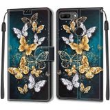 For Honor 9 Lite Voltage Colored Drawing Magnetic Clasp Horizontal Flip PU Leather Case with Holder & Card Slots(C20 Gold Silver Flying Butterflies)
