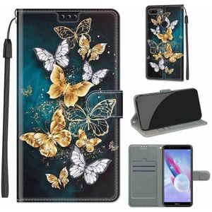 For Honor 9 Lite Voltage Colored Drawing Magnetic Clasp Horizontal Flip PU Leather Case with Holder & Card Slots(C20 Gold Silver Flying Butterflies)