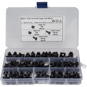 50 PCS Cage Nuts and Screw Cage Nuts M6 + Rack Screws M6x20