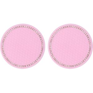 2 PCS Car Diamond Anti-skid Soft Rubber Water Cup Mat(Pink)