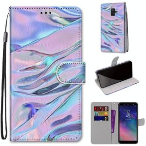 For Samsung Galaxy A6 2018 Coloured Drawing Cross Texture Horizontal Flip PU Leather Case with Holder & Card Slots & Wallet & Lanyard(Fluorescent Water Pattern)