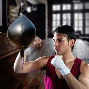Boxing Speed Ball Fitness Vent Ball Adult Hanging Free Punching Bag(Drawstring Black)