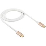 1m Metal Head USB 3.1 Type-c Male to USB 3.1 Type-c Male Adapter Cable  For Galaxy S8 & S8 + / LG G6 / Huawei P10 & P10 Plus / Xiaomi Mi 6 & Max 2 and other Smartphones (White + Gold)