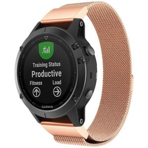 For Garmin Fenix 5 Milan Metal Stainless Steel Metal Watchband  Size:26MM(Rose Gold)