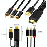 1m JingHua HDMI-3RCA HDMI To 3RCA Conversion Cable Set-Top TV Projector AV Lotus Converter Cable