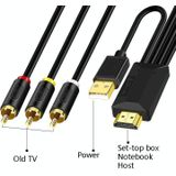 1m JingHua HDMI-3RCA HDMI To 3RCA Conversion Cable Set-Top TV Projector AV Lotus Converter Cable