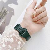 Small Waist 8-shape Reverse Buckle Leather Replacement Strap Watchband For Apple Watch Series 6 & SE & 5 & 4 40mm / 3 & 2 & 1 38mm(Dark Green)