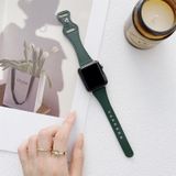 Small Waist 8-shape Reverse Buckle Leather Replacement Strap Watchband For Apple Watch Series 6 & SE & 5 & 4 40mm / 3 & 2 & 1 38mm(Dark Green)