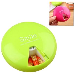 2 PCS Portable 7 Days Drugs Pill Container Rotation Pillbox(Green)