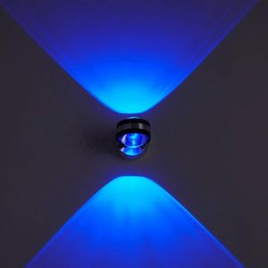 LED op en neer licht wandlamp dubbelzijdig kristal aluminium lichten bovenste uitlaat  macht: 2W (blauw licht)