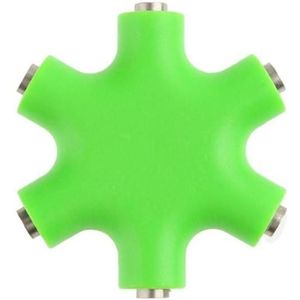 6 in 1 Audio Adapter 3.5mm Jack Multi Port Hub Aux Headphone Splitter Converter(Green)