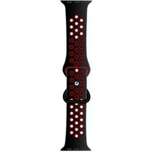 Butterfly Gesp Dual-Tone Liquid Silicone Vervanging Horlogeband voor Apple Watch Series 6 & SE & 5 & 4 44mm / 3 & 2 & 1 42mm (Black + Crimson)