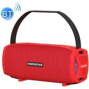 HOPESTAR H24 Pro TWS Portable Outdoor Waterproof Woven Textured Bluetooth Speaker with Rhythm Light  Support Hands-free Call & U Disk & TF Card & 3.5mm AUX & FM (Red)