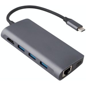 8 in 1 Type-C to HDMI + USB 3.0 x 3 + RJ45 + PD + SD/TF Card Slot HUB Adapter