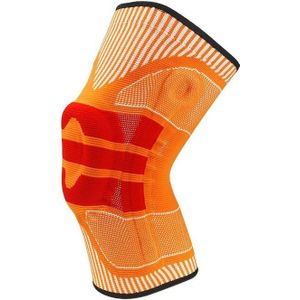 Enhanced Version Silicone Spring Support Knee Pads Knitted High Elastic Breathable Anti-Slip Protective Gear  Size: M (Orange And Red)