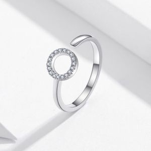 S925 Sterling Silver Ring Platinum Plated Zircon Simple Jewelry Ring