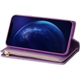 For Samsung Galaxy Note 8 Multi-card Slots Starry Sky Laser Carving Glitter Zipper Horizontal Flip Leather Case with Holder & Wallet & Lanyard(Purple)