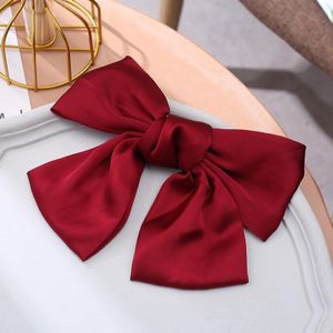 5 PCS Satin Bow Hairpin Back Head Hair Accessories  Colour: Wine Red
