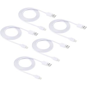 5 PCS HAWEEL 1m High Speed 8 pin to USB Sync and Charging Cable Kit  For iPhone 11 / iPhone XR / iPhone XS MAX / iPhone X & XS / iPhone 8 & 8 Plus / iPhone 7 & 7 Plus / iPhone 6 & 6s & 6 Plus & 6s Plus / iPad(White)