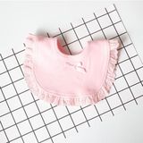 3 PCS Newborn Lace Bow Baby Bibs Infant Saliva Towels(Pink)